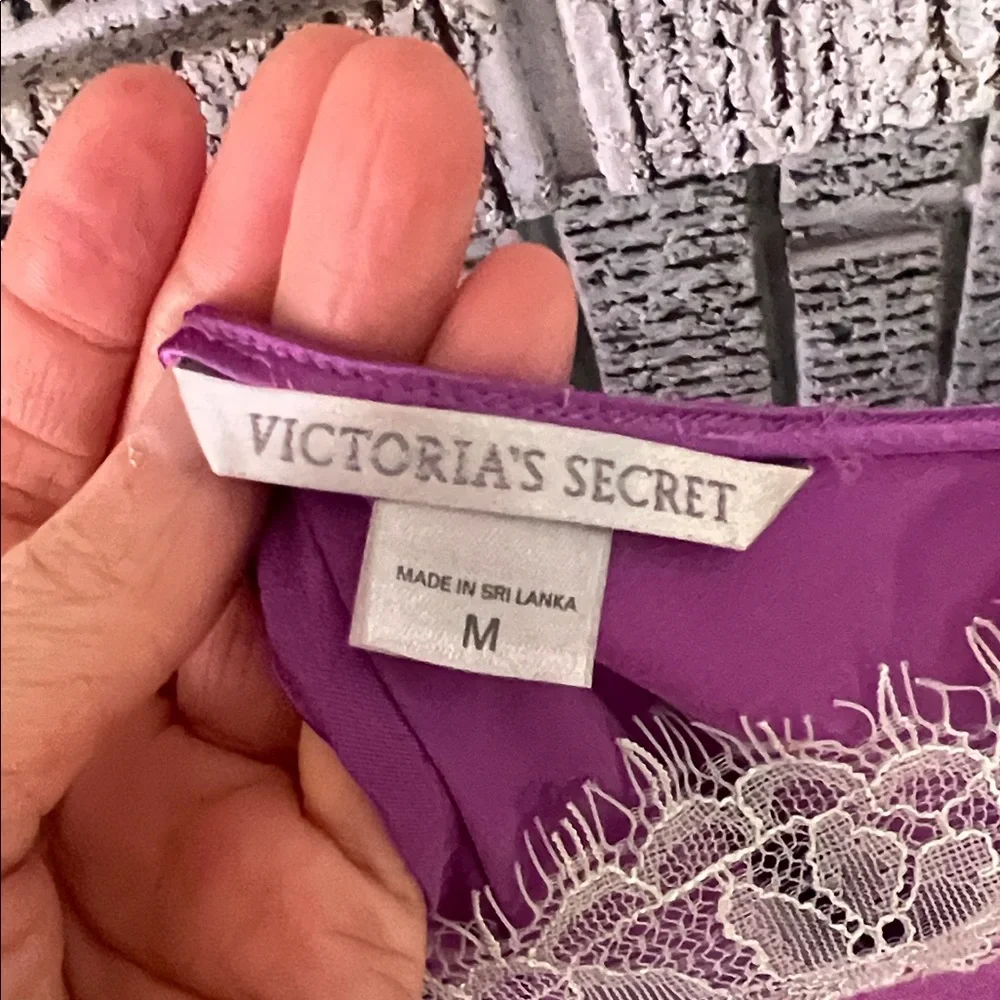 Vintage Victoria's Secret Purple Chemise with White Lace